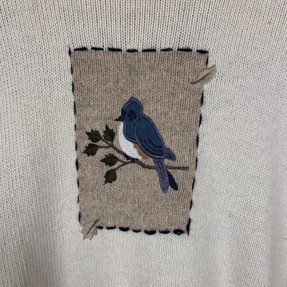 Croft & Barrow Knit Full Zip Patchwork Birdhouse Sweater Women's Cottagecore - Picture 8 of 10